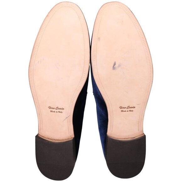 NEW Blu Scarpa Italy Men 19.5 Navy Blue Velvet Dress Shoe Slipper Formal Loafers - Picture 3 of 14